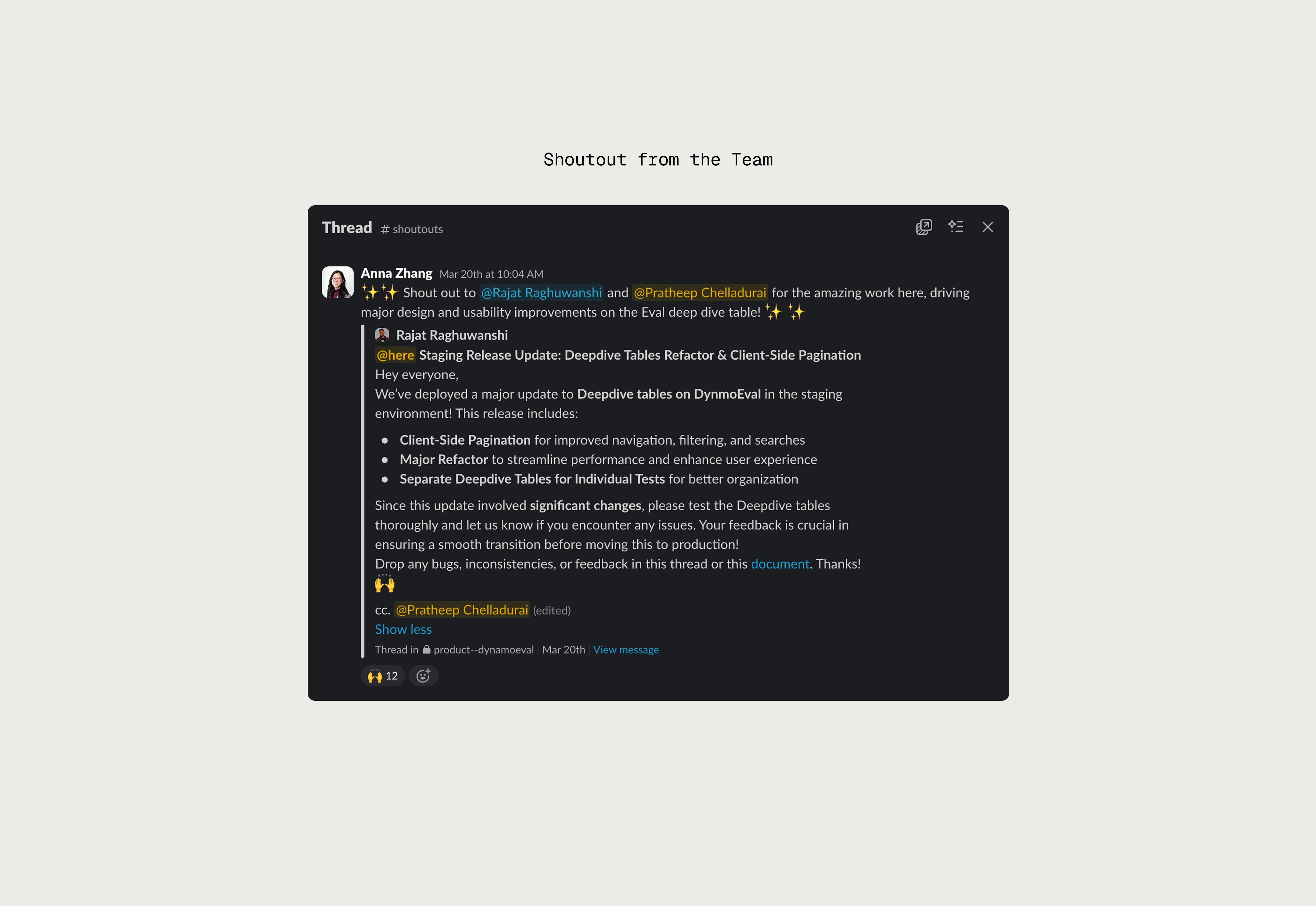 Table Component Appreciation