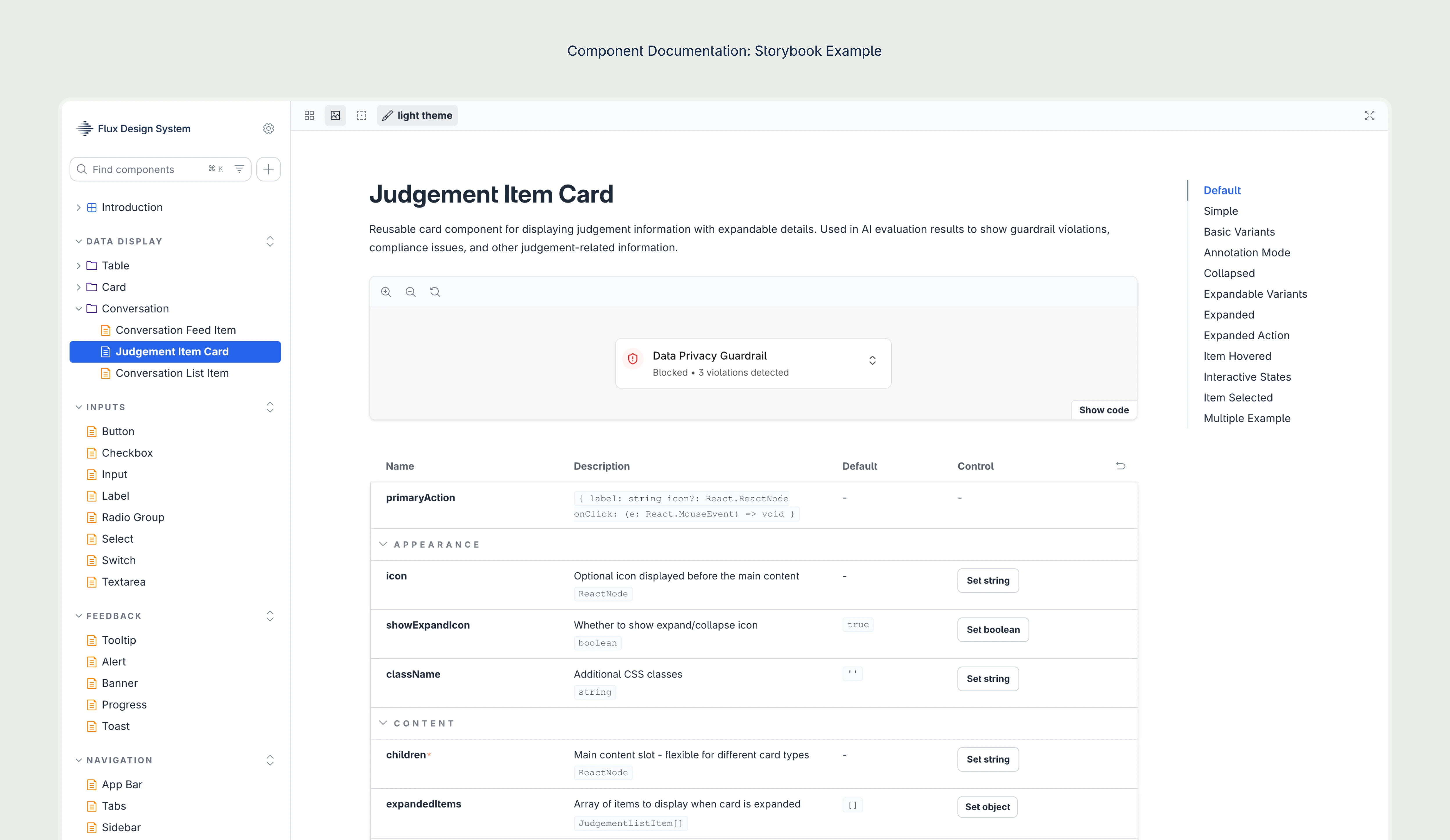 Storybook Documentation