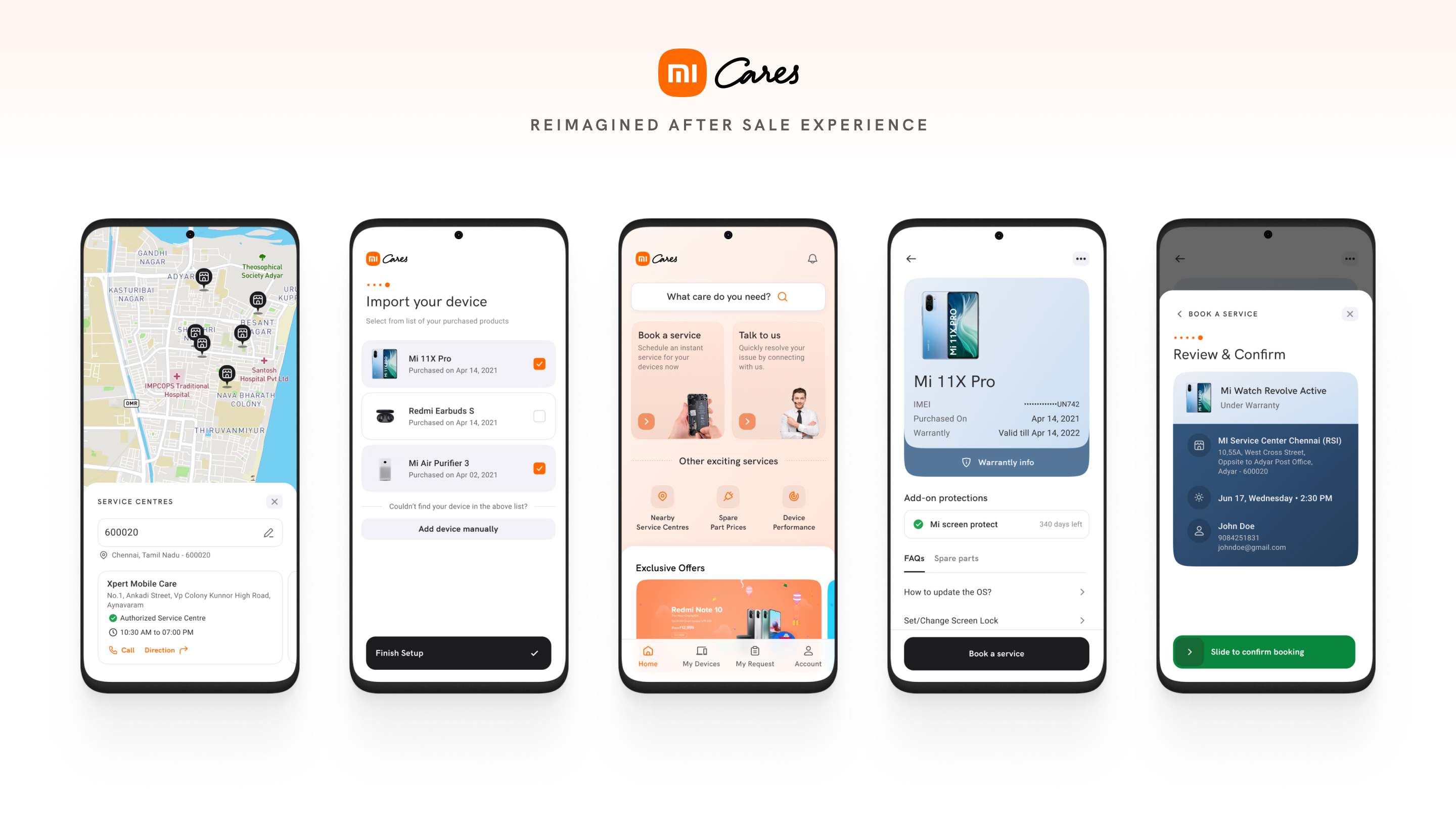 Booking flow completion: reviewing the selection and booking confirmation